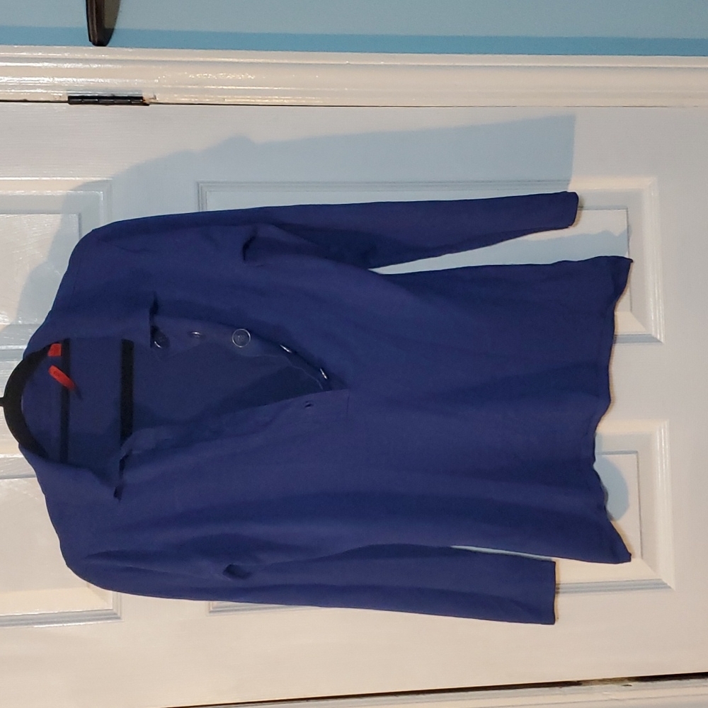 Red S Long Sleeve Collared Sweater with Buttons